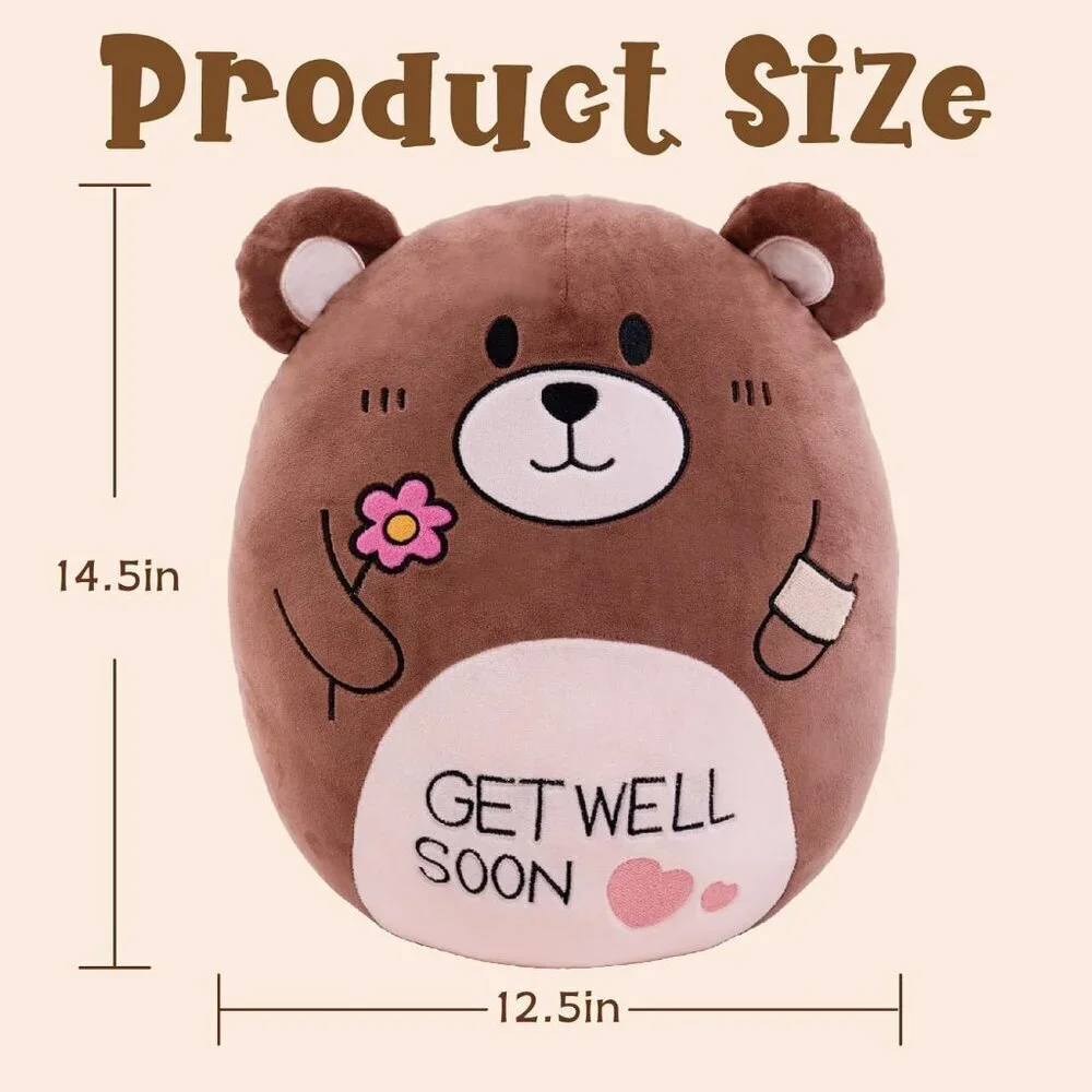 14.5“ Get Well Soon Teddy Bear Plush Pillow Soft Teddy Bear Stuffed Animal Body